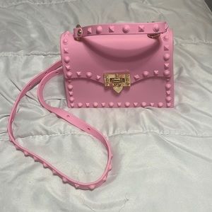 gold and pink purse